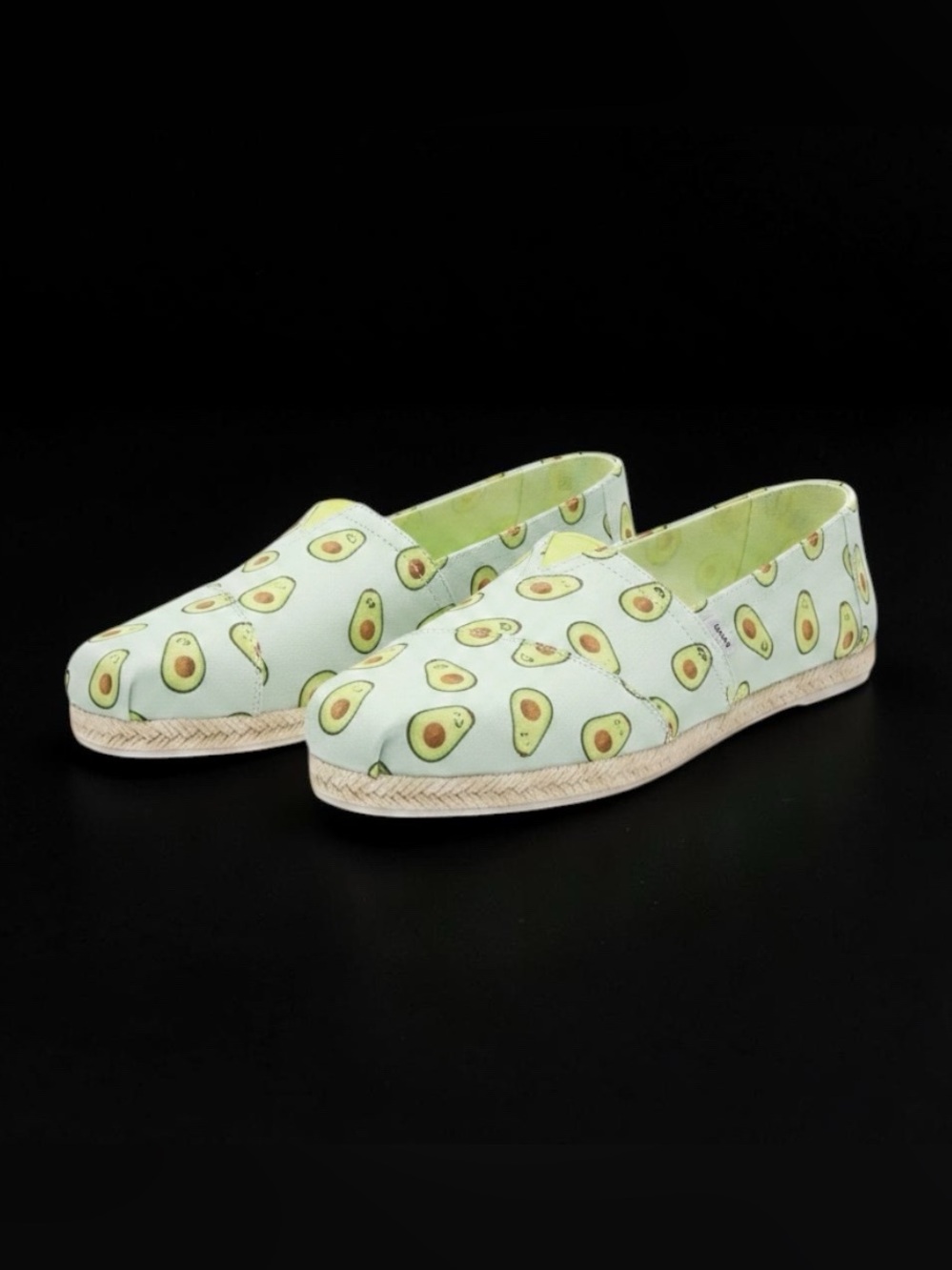 TOMS Alpargata Paper Source Avocado Print Slip-On- Light Green/Yellow Size W5